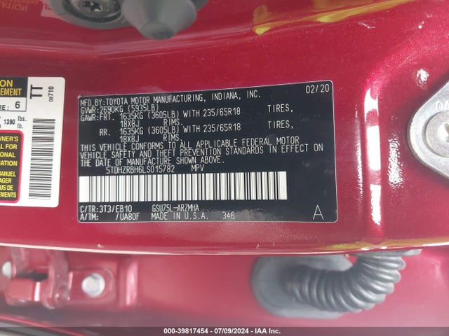 Toyota Highlander Xle 2020 5TDHZRBH6LS015782 Image 9