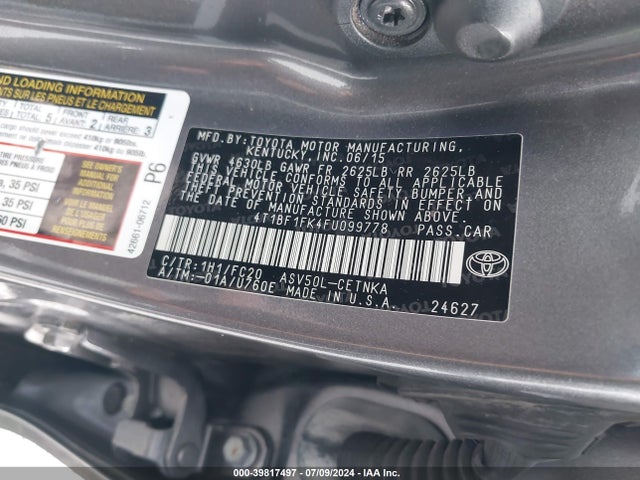 Toyota CAMRY LE 2015 4T1BF1FK4FU099778 Image 9
