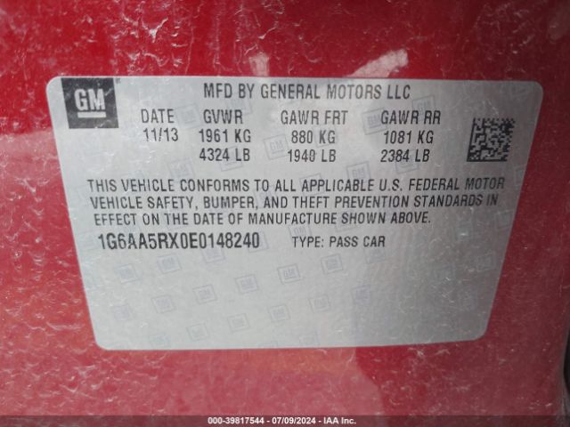1G6AA5RX0E0148240 Cadillac Ats Standard