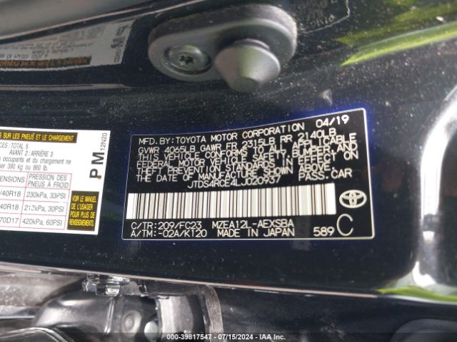 JTDS4RCE4LJ020937 Toyota COROLLA SE