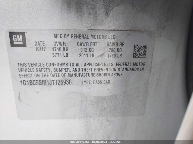 Chevrolet Cruze Ls Auto 2018 1G1BC5SM1J7125930 Image 9