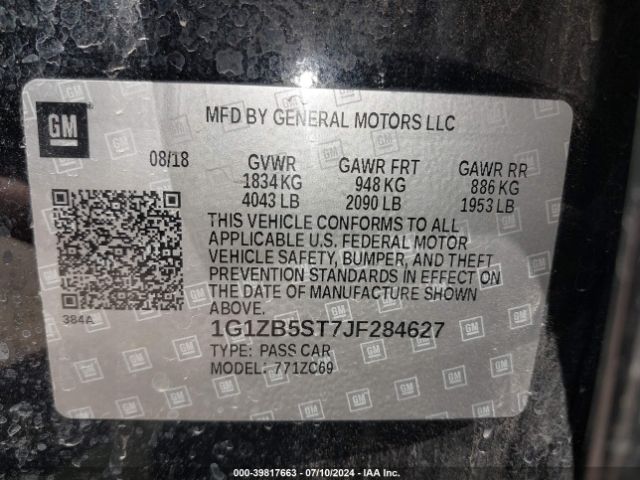1G1ZB5ST7JF284627 Chevrolet Malibu 1ls