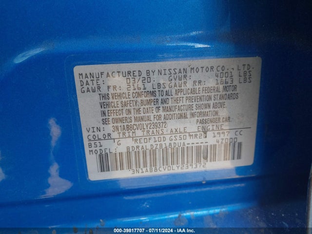 Nissan Sentra Sv Xtronic Cvt 2020 3N1AB8CV0LY239372 Image 9