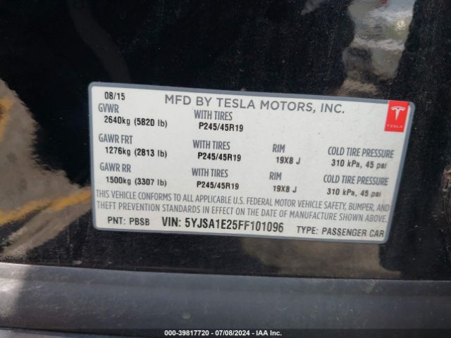 5YJSA1E25FF101096 Tesla Model S 70d/85d/p85d