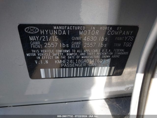 KMHE24L18GA014160 Hyundai Sonata Hybrid Se