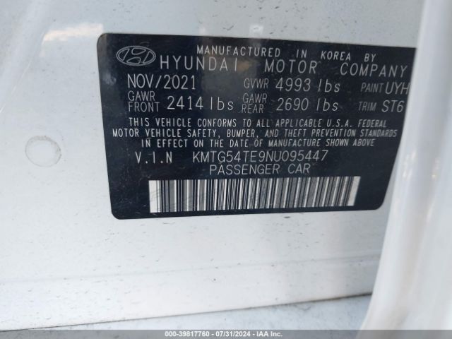KMTG54TE9NU095447 Genesis G70 3.3t Awd