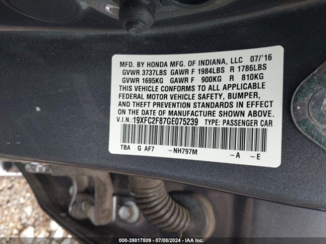 19XFC2F87GE075239 Honda CIVIC EX