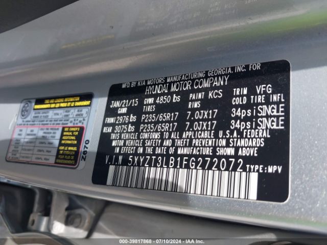 5XYZT3LB1FG272072 Hyundai Santa Fe Sport 2.4l