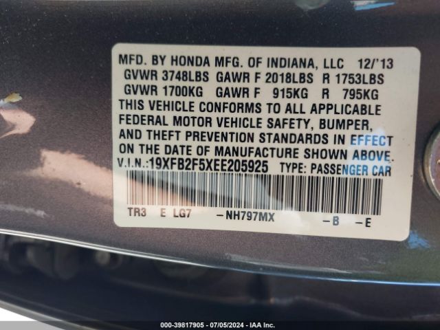 19XFB2F5XEE205925 Honda Civic Lx