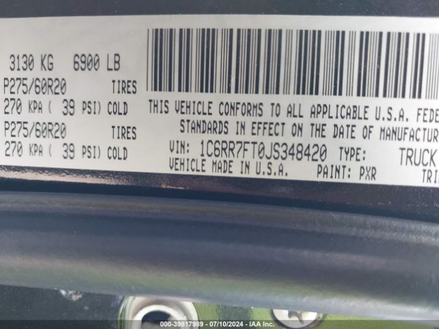 1C6RR7FT0JS348420 RAM 1500 Express Quad Cab 4x4 6'4 Box