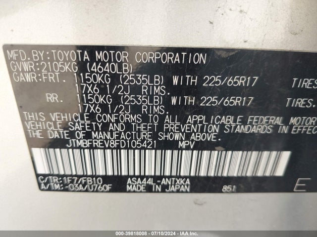 Toyota RAV4 LE 2015 JTMBFREV8FD105421 Image 9
