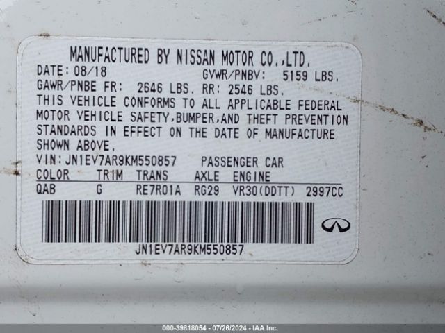 JN1EV7AR9KM550857 Infiniti Q50 3.0t Sport