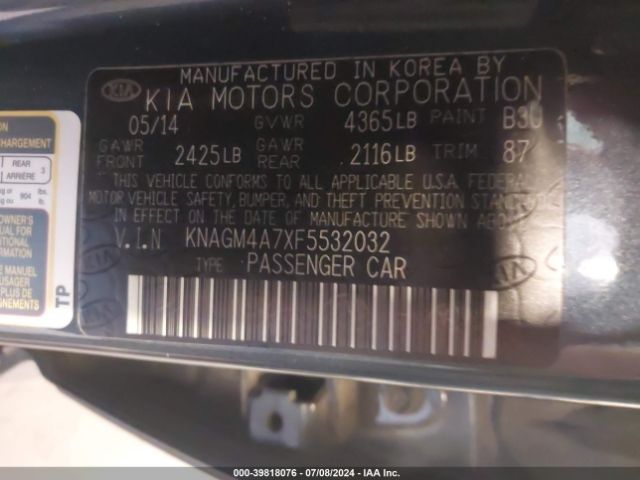 KNAGM4A7XF5532032 KIA Optima Lx