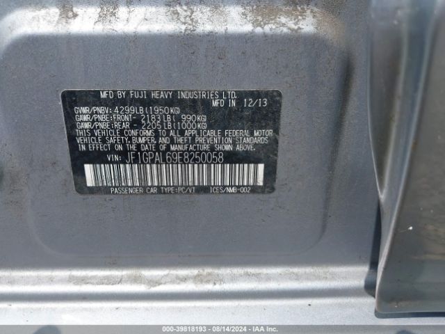 JF1GPAL69E8250058 Subaru Impreza 2.0i Sport Premium