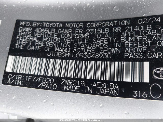 Toyota Corolla Hybrid Le 2024 JTDBCMFE0R3048930 Image 9