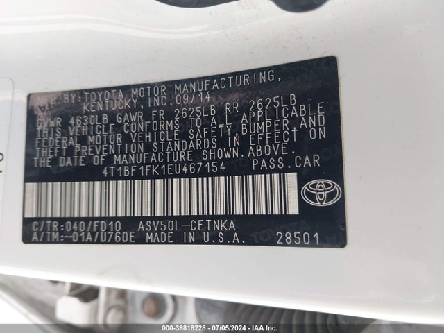Toyota CAMRY LE 2014 4T1BF1FK1EU467154 Image 9