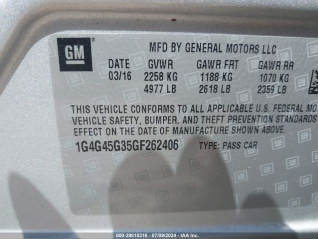 1G4G45G35GF262406 Buick Lacrosse Sport Touring