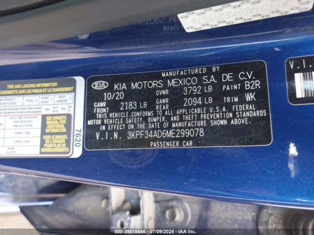 3KPF34AD6ME299078 KIA Forte Gt-line