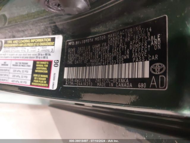2015 TOYOTA COROLLA 2T1BURHE4FC303105 Photo 8