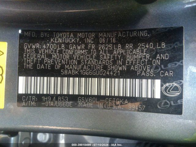 58ABK1GG6GU024421 Lexus ES 350