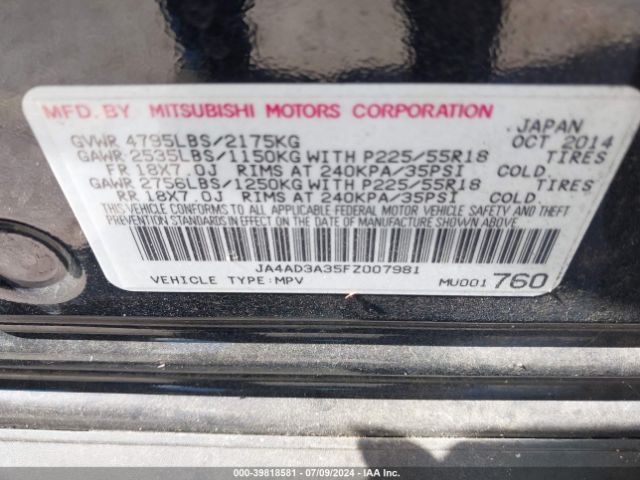 JA4AD3A35FZ007981 Mitsubishi Outlander Se