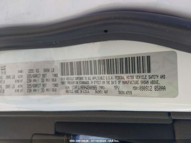 1C4PJLAB9HW540985 Jeep Cherokee Sport Fwd
