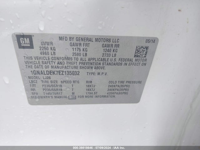 Chevrolet Equinox Ltz 2014 1GNALDEK7EZ135032 Image 9