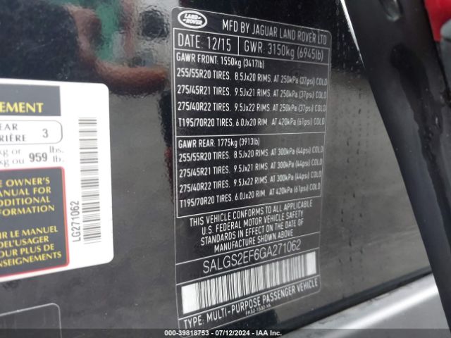 SALGS2EF6GA271062 Land Rover Range Rover 5.0l V8 Supercharged