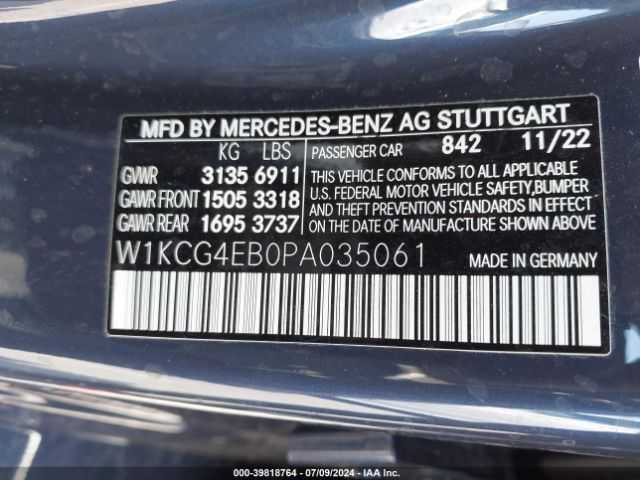 W1KCG4EB0PA035061 Mercedes-Benz Eqs 580 4matic