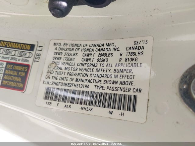 2HGFG3B82FH519194 Honda CIVIC EX