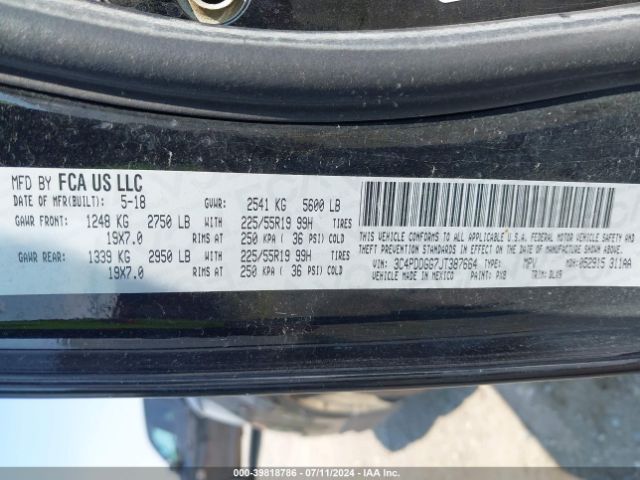 3C4PDDGG7JT387664 Dodge Journey Crossroad Awd