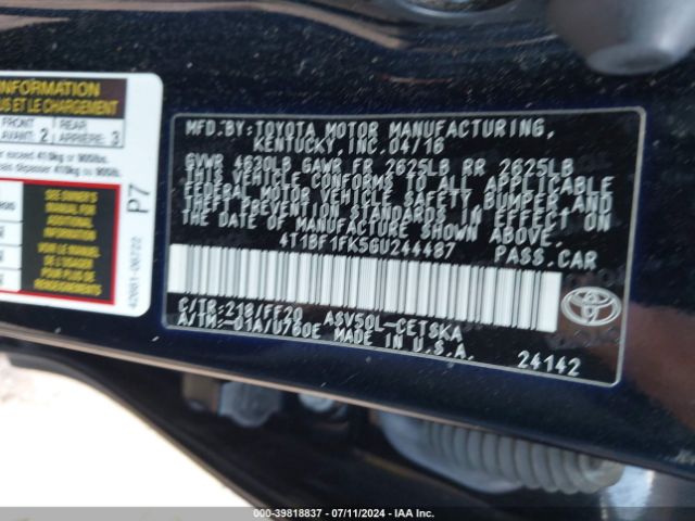 4T1BF1FK5GU244487 Toyota CAMRY SE