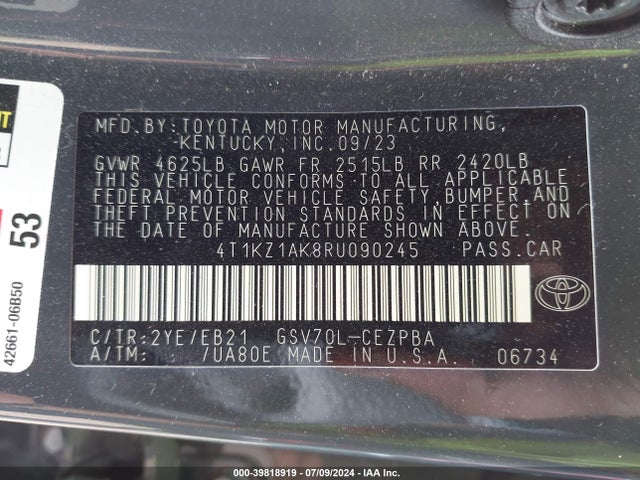 4T1KZ1AK8RU090245 Toyota Camry Trd V6