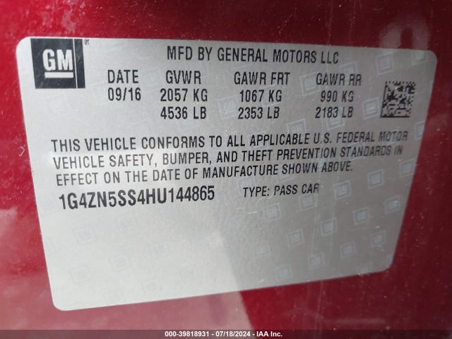 1G4ZN5SS4HU144865 Buick Lacrosse Preferred