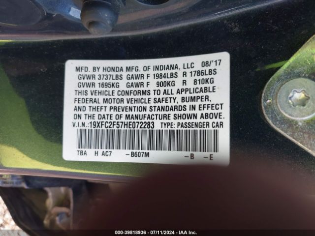 19XFC2F57HE072283 Honda Civic Lx