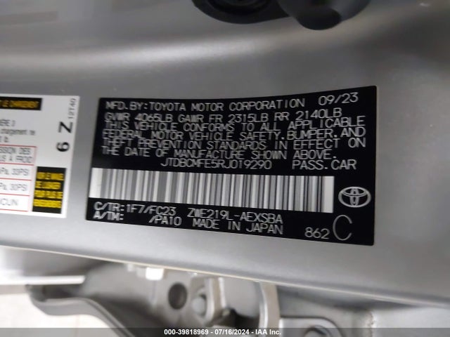 Toyota Corolla Hybrid Se 2024 JTDBCMFE5RJ019290 Image 9