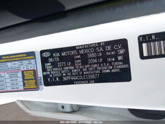 3KPF44AC0LE139877 KIA FORTE GT
