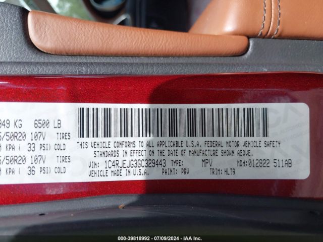 1C4RJEJG3GC329443 Jeep Grand Cherokee Summit