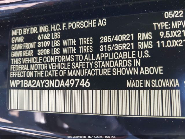 2022 PORSCHE CAYENNE COUPE WP1BA2AY3NDA49746 Photo 8