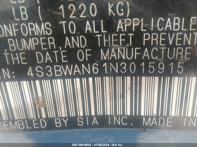 4S3BWAN61N3015915 Subaru Legacy Limited