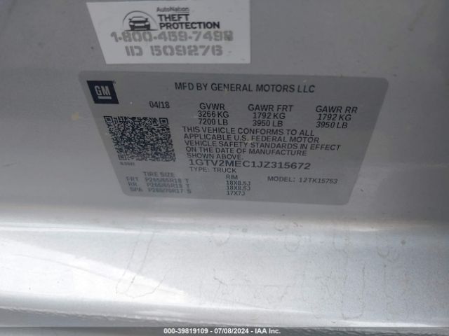 1GTV2MEC1JZ315672 GMC Sierra 1500 Sle