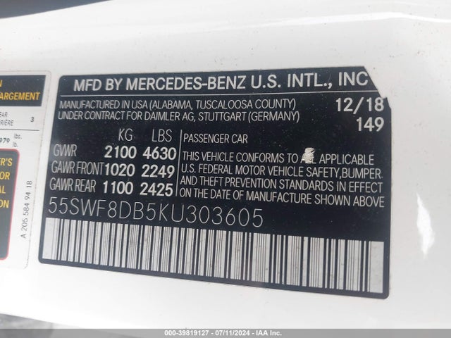 Mercedes-Benz C 300 2019 55SWF8DB5KU303605 Image 9
