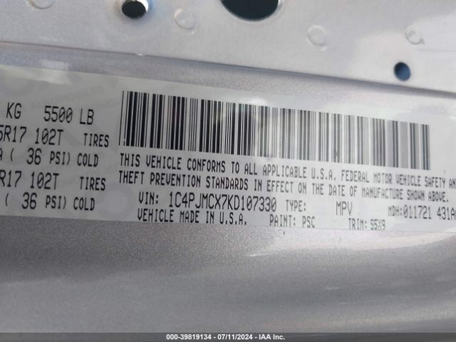 2019 JEEP CHEROKEE 1C4PJMCX7KD107330 Photo 8