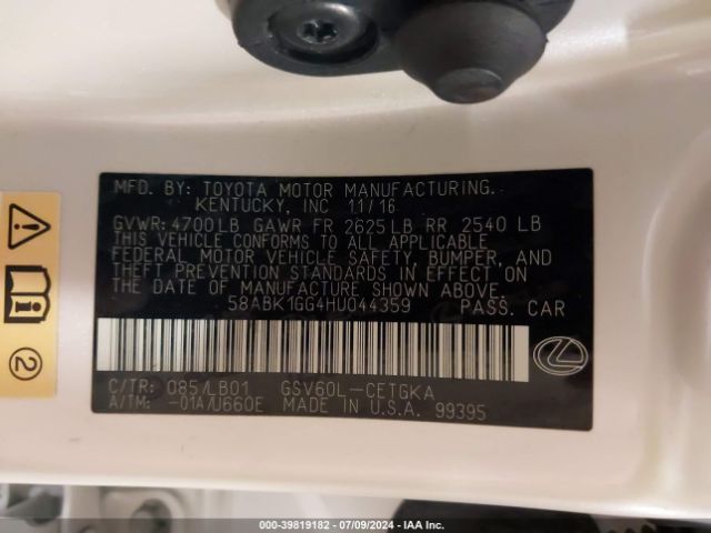 58ABK1GG4HU044359 Lexus ES 350