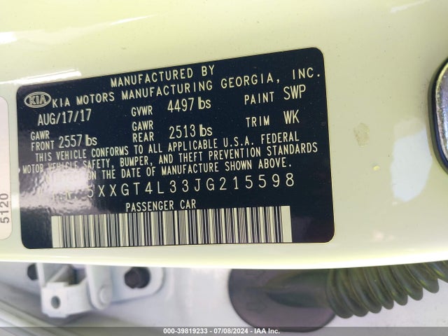 KIA Optima Lx 2018 5XXGT4L33JG215598 Image 9