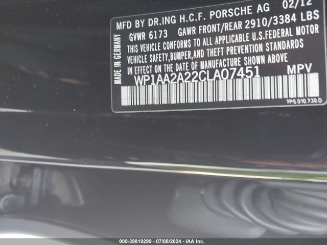 2012 PORSCHE CAYENNE WP1AA2A22CLA07451 Photo 8