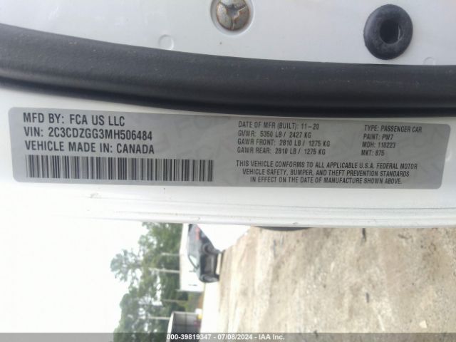 2C3CDZGG3MH506484 Dodge Challenger Sxt Awd