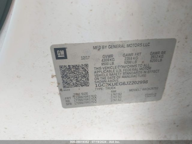 1GC2KUEG6JZ202998 Chevrolet Silverado 2500hd Wt