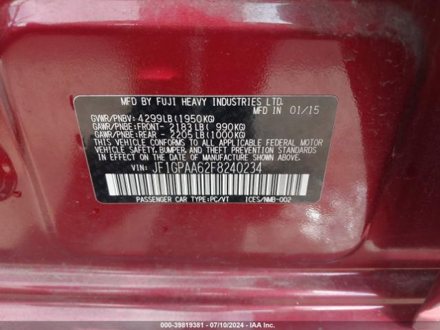 JF1GPAA62F8240234 Subaru Impreza 2.0i