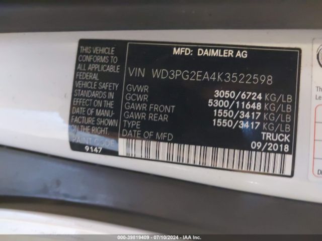 WD3PG2EA4K3522598 Mercedes-Benz Metris